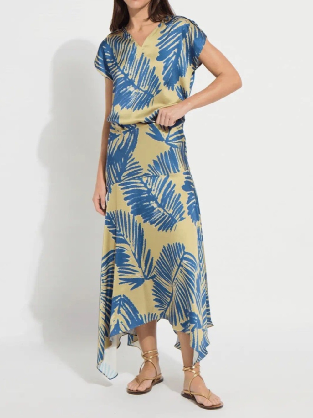 Set! Lyssé Catriona Handkerchief Printed Skirt Top Blouse 2-Piece Size XS/Small